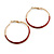 50mm Diameter/ Gold Tone with Red Enamel Hoop Earrings/ Large Size - view 4