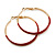 50mm Diameter/ Gold Tone with Red Enamel Hoop Earrings/ Large Size - view 2