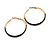 50mm Diameter/ Gold Tone with Black Enamel Hoop Earrings/ Large Size - view 5