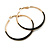 50mm Diameter/ Gold Tone with Black Enamel Hoop Earrings/ Large Size - view 2