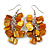 Yellow Gold Shell Composite Cluster Dangle Earrings in Silver Tone - 60mm L