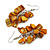 Yellow Gold Shell Composite Cluster Dangle Earrings in Silver Tone - 60mm L - view 2