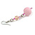 Pastel Pink Glass and Resin Beaded Drop Earrings - 60mm Long - view 5