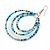 Triple Hoop Glass Bead Earrings Light Blue/Cream/Peacock - 75mm Long - view 4