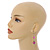 Fuchsia Pink Glass Bead with Wire Drop Earrings In Silver Tone - 65mm Long - view 2