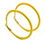 Large Banana Yellow Enamel Hoop Earrings In Silver Tone - 60mm Diameter - view 2
