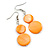 Double Bead Shell Drop Earrings In Silver Tone/ Orange - 55mm Long - view 4