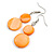 Double Bead Shell Drop Earrings In Silver Tone/ Orange - 55mm Long - view 2