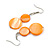 Double Bead Shell Drop Earrings In Silver Tone/ Orange - 55mm Long - view 5