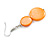 Double Bead Shell Drop Earrings In Silver Tone/ Orange - 55mm Long - view 6
