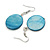 Blue Shell Coin Drop Earrings In Silver Finish - 50mm Long - view 4