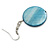 Blue Shell Coin Drop Earrings In Silver Finish - 50mm Long - view 5