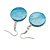 Blue Shell Coin Drop Earrings In Silver Finish - 50mm Long - view 6