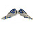 Sapphire Blue Crystal Angel Wings Stud Earrings In Silver Tone Metal/38mm Across - view 7