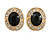 Black/Clear Crystal Oval Clip On Earrings In Gold Tone - 18mm Tall - view 4