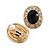 Black/Clear Crystal Oval Clip On Earrings In Gold Tone - 18mm Tall - view 5