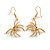 Crystal Spider Drop Earrings in Gold Tone - 45mm Long - view 2