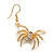 Crystal Spider Drop Earrings in Gold Tone - 45mm Long - view 8