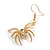 Crystal Spider Drop Earrings in Gold Tone - 45mm Long - view 5