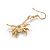 Crystal Spider Drop Earrings in Gold Tone - 45mm Long - view 7