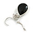 Black/ Clear CZ, Glass Teardrop Earrings With Leverback Closure In Silver Tone - 45mm L - view 5