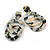 70mm L/Black/ Cream/ Gold Double Circle Acrylic Drop Earrings - view 2