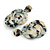 70mm L/Black/ Cream/ Gold Double Circle Acrylic Drop Earrings - view 4