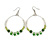 Olive/Green/ Transparent Ceramic/ Glass Bead Hoop Earrings In Silver Tone - 70mm Long - view 4
