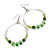Olive/Green/ Transparent Ceramic/ Glass Bead Hoop Earrings In Silver Tone - 70mm Long - view 2