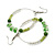 Olive/Green/ Transparent Ceramic/ Glass Bead Hoop Earrings In Silver Tone - 70mm Long - view 5