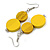 Double Bead Yellow Wooden Drop Earrings - 60mm Long - view 2