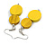 Double Bead Yellow Wooden Drop Earrings - 60mm Long - view 5