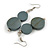 Double Bead Grey Wooden Drop Earrings - 60mm Long - view 6