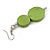 Double Bead Lime Green Wooden Drop Earrings - 60mm Long - view 5