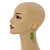Double Bead Lime Green Wooden Drop Earrings - 60mm Long - view 3