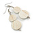 Double Bead White Wooden Drop Earrings - 60mm Long - view 6