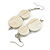Double Bead White Wooden Drop Earrings - 60mm Long - view 3