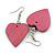 Rose Pink Wood Grain Heart Drop Earrings - 60mm L - view 4