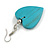 Turquoise Coloured Wood Grain Heart Drop Earrings - 60mm L - view 5