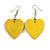 Yellow Wood Grain Heart Drop Earrings - 60mm L - view 2
