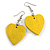 Yellow Wood Grain Heart Drop Earrings - 60mm L - view 4