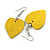 Yellow Wood Grain Heart Drop Earrings - 60mm L - view 5