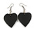 Black Wood Heart Drop Earrings - 60mm L - view 2