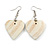 White Wood Grain Heart Drop Earrings - 60mm L - view 2