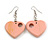 Pastel Pink Cut Out Heart Wooden Drop Earrings - 55mm Long - view 4