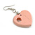 Pastel Pink Cut Out Heart Wooden Drop Earrings - 55mm Long - view 5
