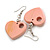 Pastel Pink Cut Out Heart Wooden Drop Earrings - 55mm Long - view 2