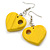 Yellow Cut Out Heart Wooden Drop Earrings - 55mm Long - view 6