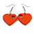 Orange Cut Out Heart Wooden Drop Earrings - 55mm Long - view 4