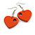 Orange Cut Out Heart Wooden Drop Earrings - 55mm Long - view 2